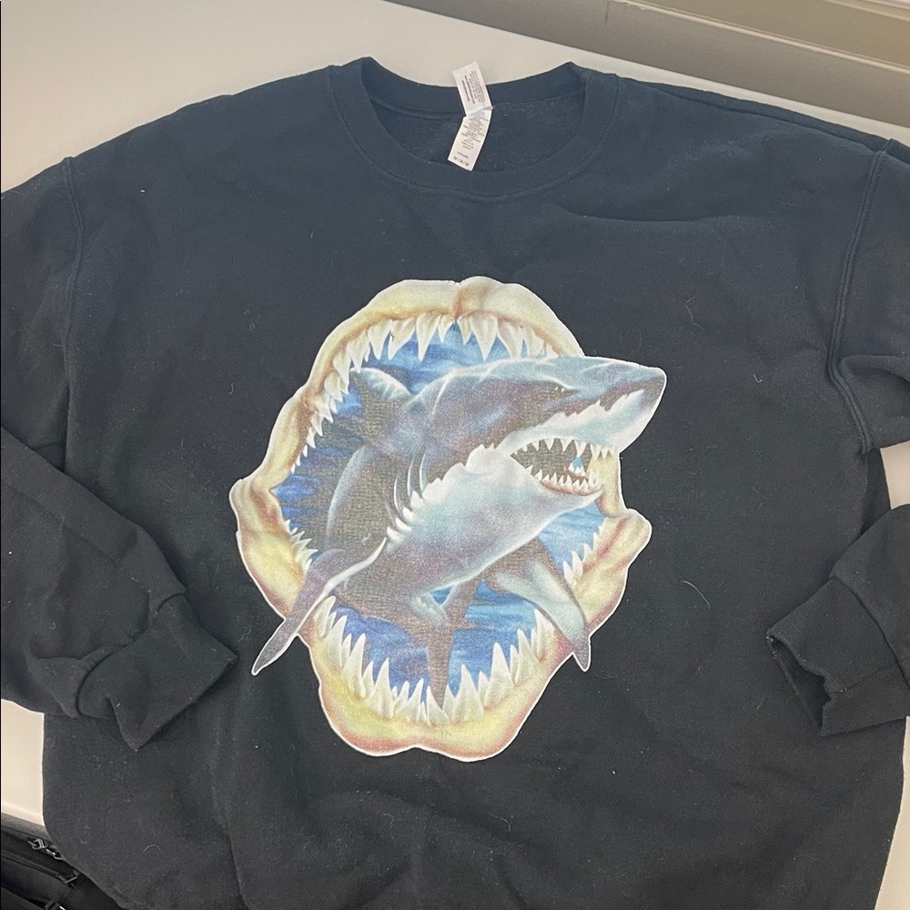 Black Crewneck "Shark" Sweatshirt